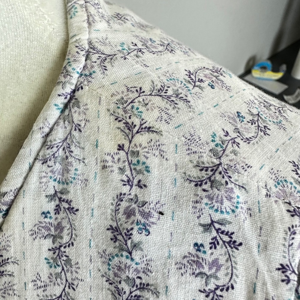 Handmade Purple Quilted Patchwork Vest Floral Chevron Cottagecore XS Small - Picture 7 of 7